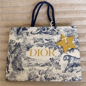 Christian Dior Blue Toile Jungle Shopping Bag w/ Gold Star Tag
